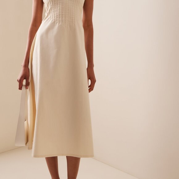 Marlies Grace Exclusive Lou Cotton-Blend Midi Dress strapless beautiful NWT - Picture 10 of 11